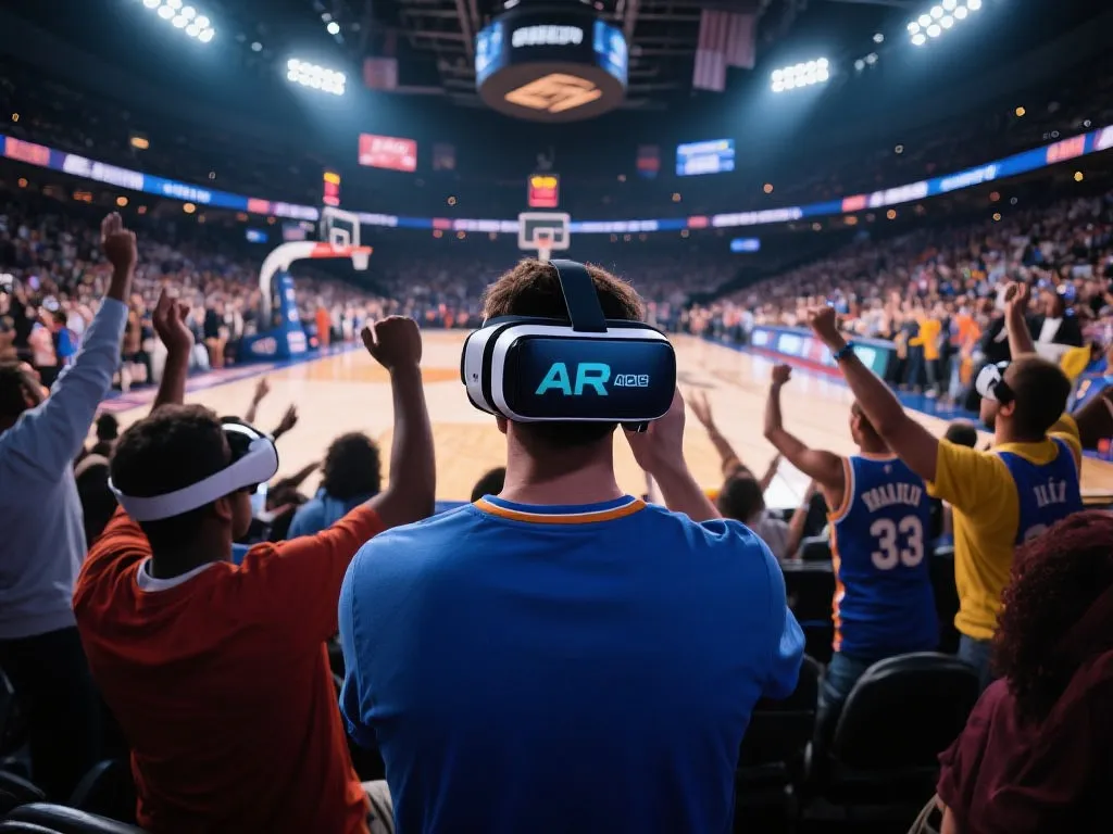 篮球迷们沉浸在VR/AR虚拟现实体验中